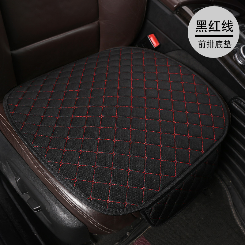 Universal – Linen Anti-Slip Seat cushion, seat cover - lnh-square-linen-black-red-line-front-single