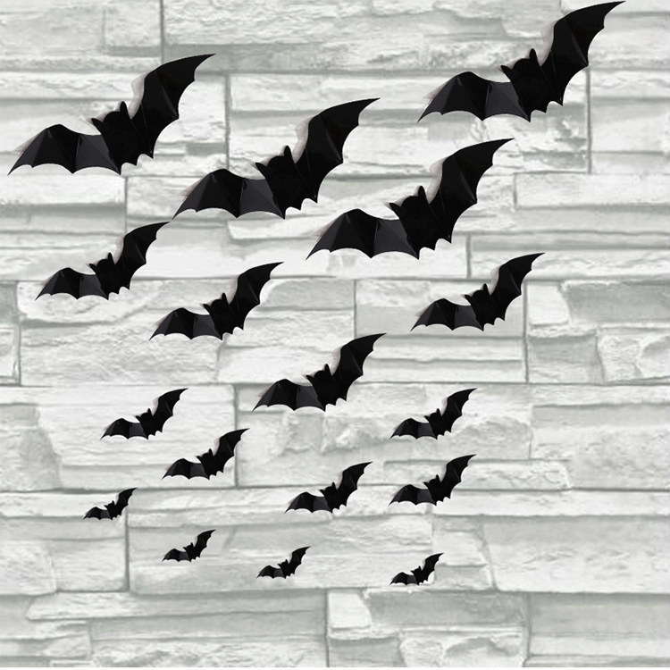 Foreign trade 3d three-dimensional bat decoration stickers 16 Halloween decoration foreign trade PVC wall stickers Wall festival layout Foreign trade 3d three-dimensional bat decoration stickers 16 Halloween decoration foreign trade PVC wall stickers Wall festival layout