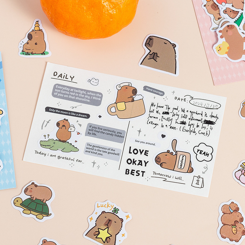 Balla Land pegatinas adhesivas bolsas diy diario de mano material de decoración pegatinas Kapibara pegatinas de animales lindos