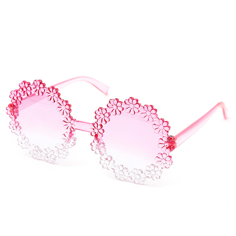 Niños de color gradiente gafas de sol lindas flores gafas de sol para niños, gafas de sol de moda para bebés Daisy en stock