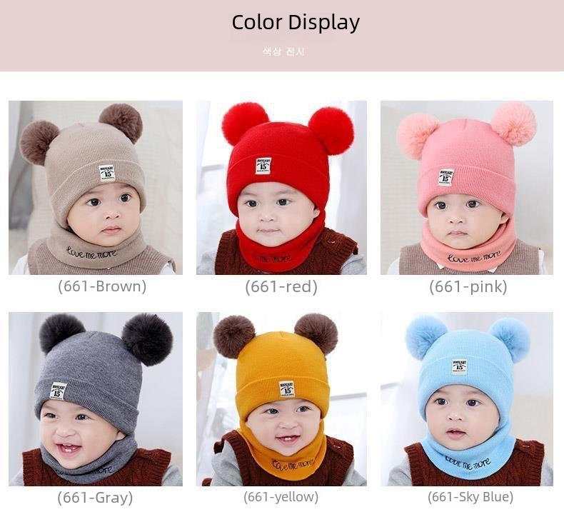 Babymütze Frühling und Herbst 0-3-6-12 Monate alt männlich und weiblich Babymütze Winter warme Wolle Kindermütze Schal_voghion.com