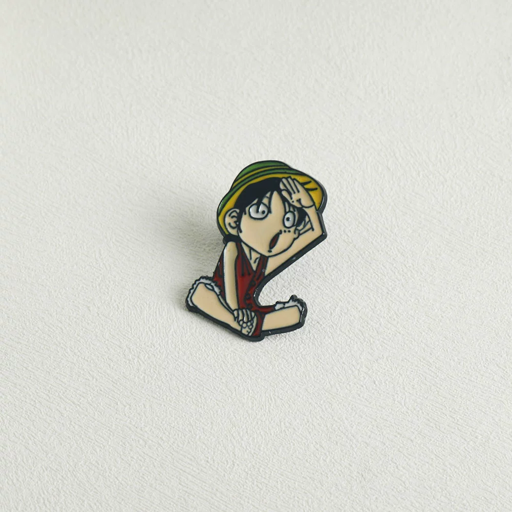 Японская One Piece окружающая соломенная шляпа для ребенка милый Лuffy значок Q версия мультяшный персонаж брошь для школьного рюкзака одежды соответствие