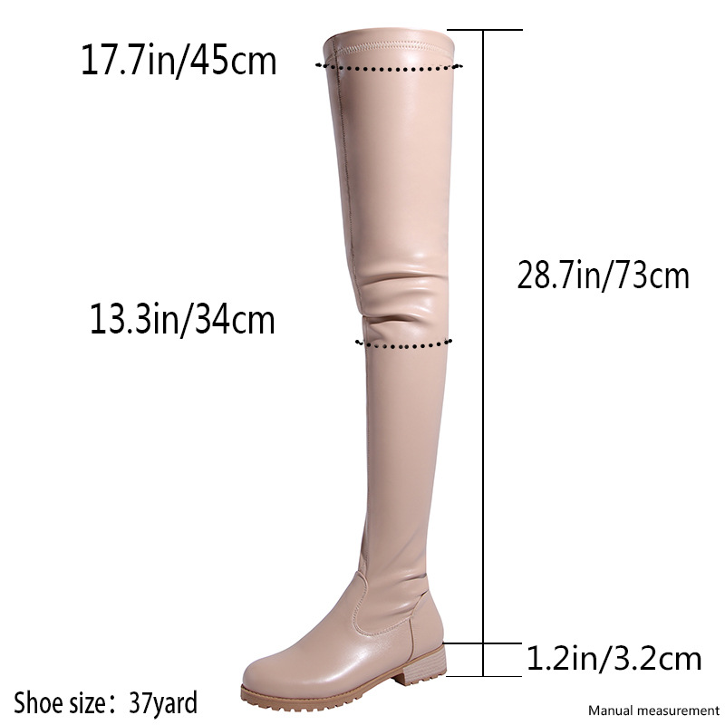 Women's Over The Knee Long Boots Retro Round Toe Mid Heel Zip_voghion.com
