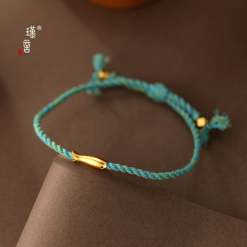 Jin Yan has not faded for a long time. Vietnamese gold gold luck koi bracelet ashore small fish lucky hand rope hand-woven adjustable