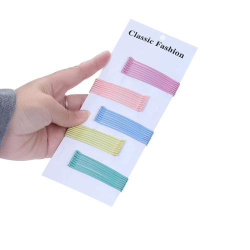 Cross-border new blue card one-word clip black thick shadow bridal bun U-shaped clip box set round head short hair clip for women