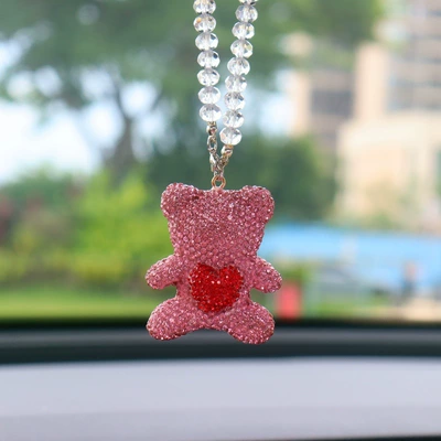 Cross-Border Amazon Clay Full Diamond Car hanging - pink-diamond-bear