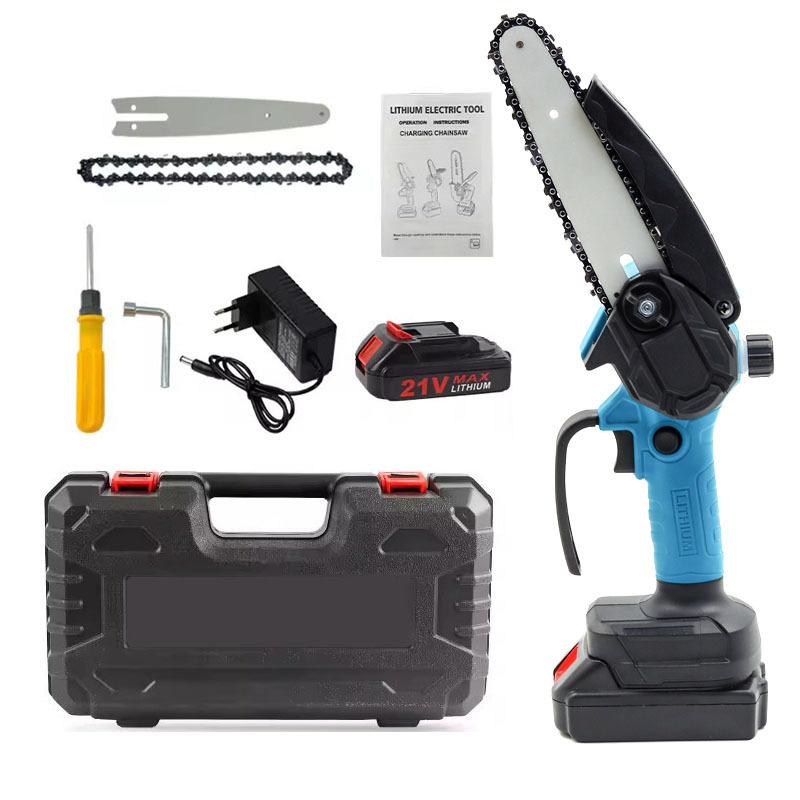 21V 4寸6寸带油壶充电式电锯家用小型锯锂电锯柴手持户外电链锯