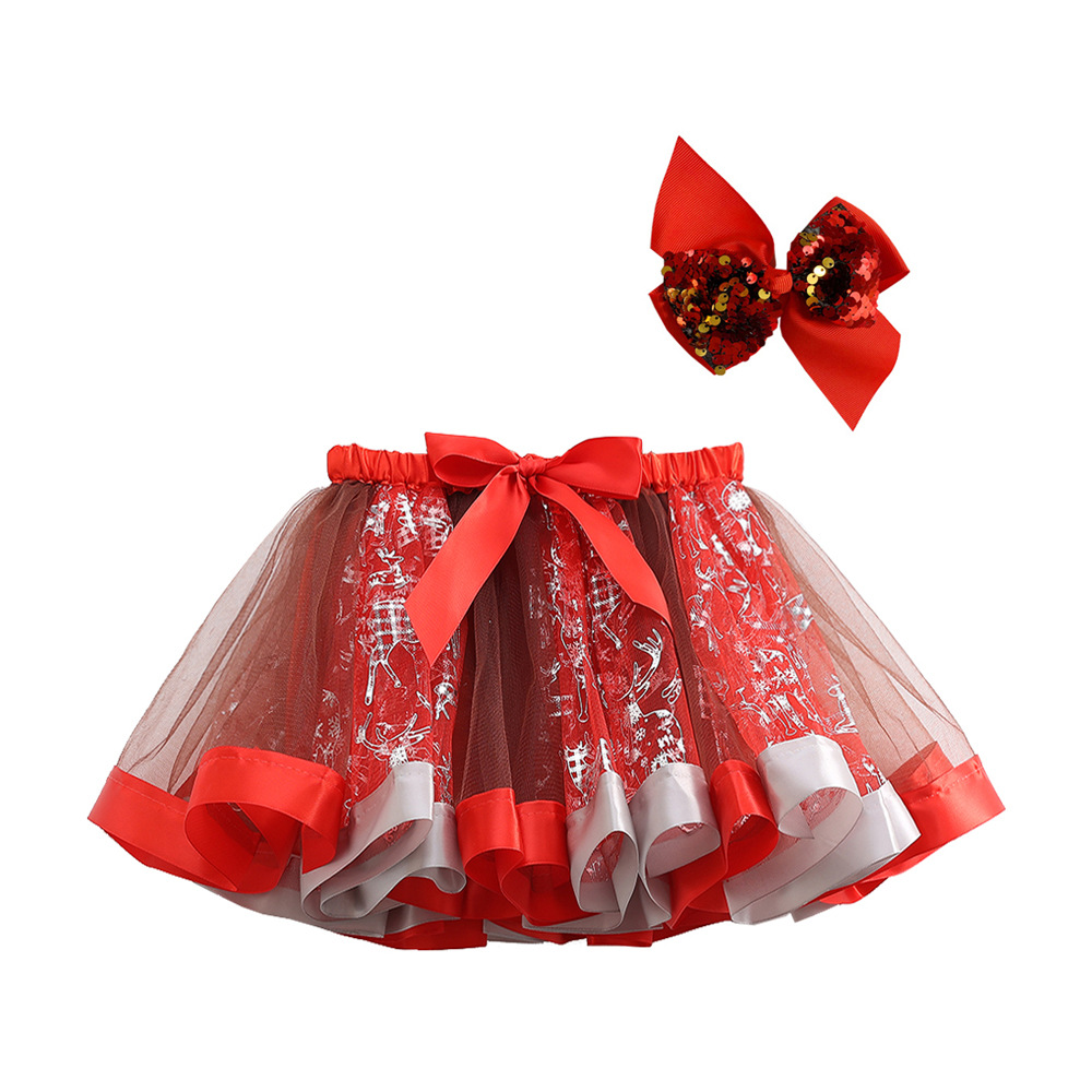 Faldas tutú de malla para niñas con estampado de alces y árboles de Navidad, ropa infantil europea y americana 2026 image 13