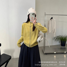法式高级感软糯多扣半高领针织打底衫女立领宽松百搭长袖毛衣秋冬