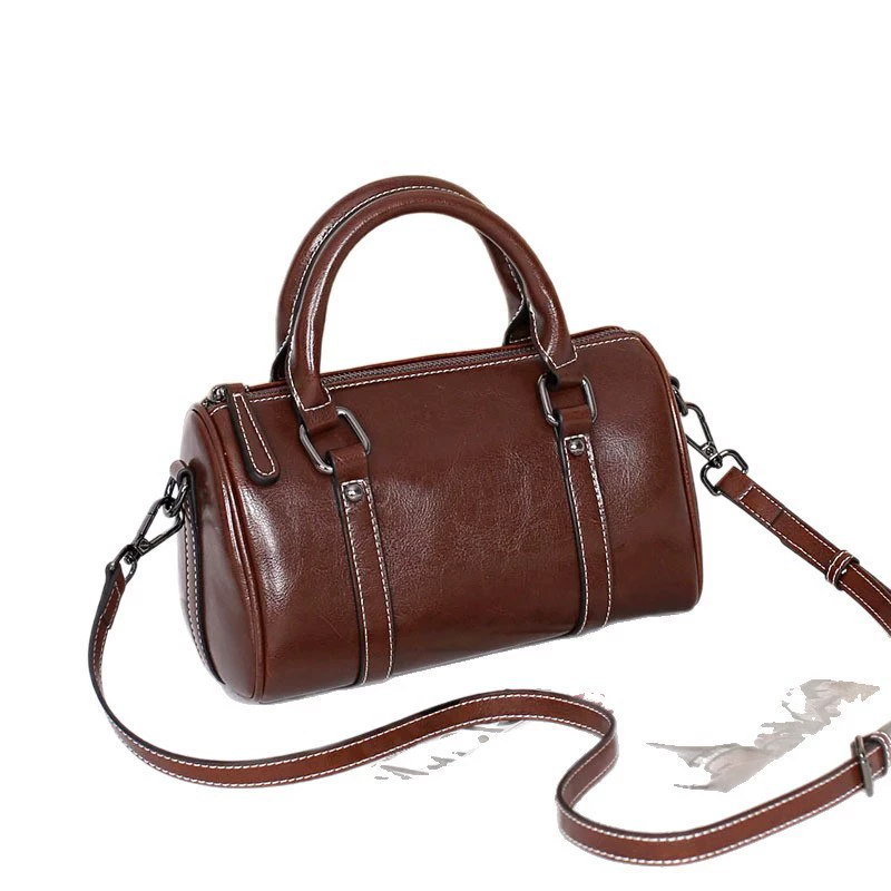 Leather shoulder bag, pillow, genuine leather, high-end
