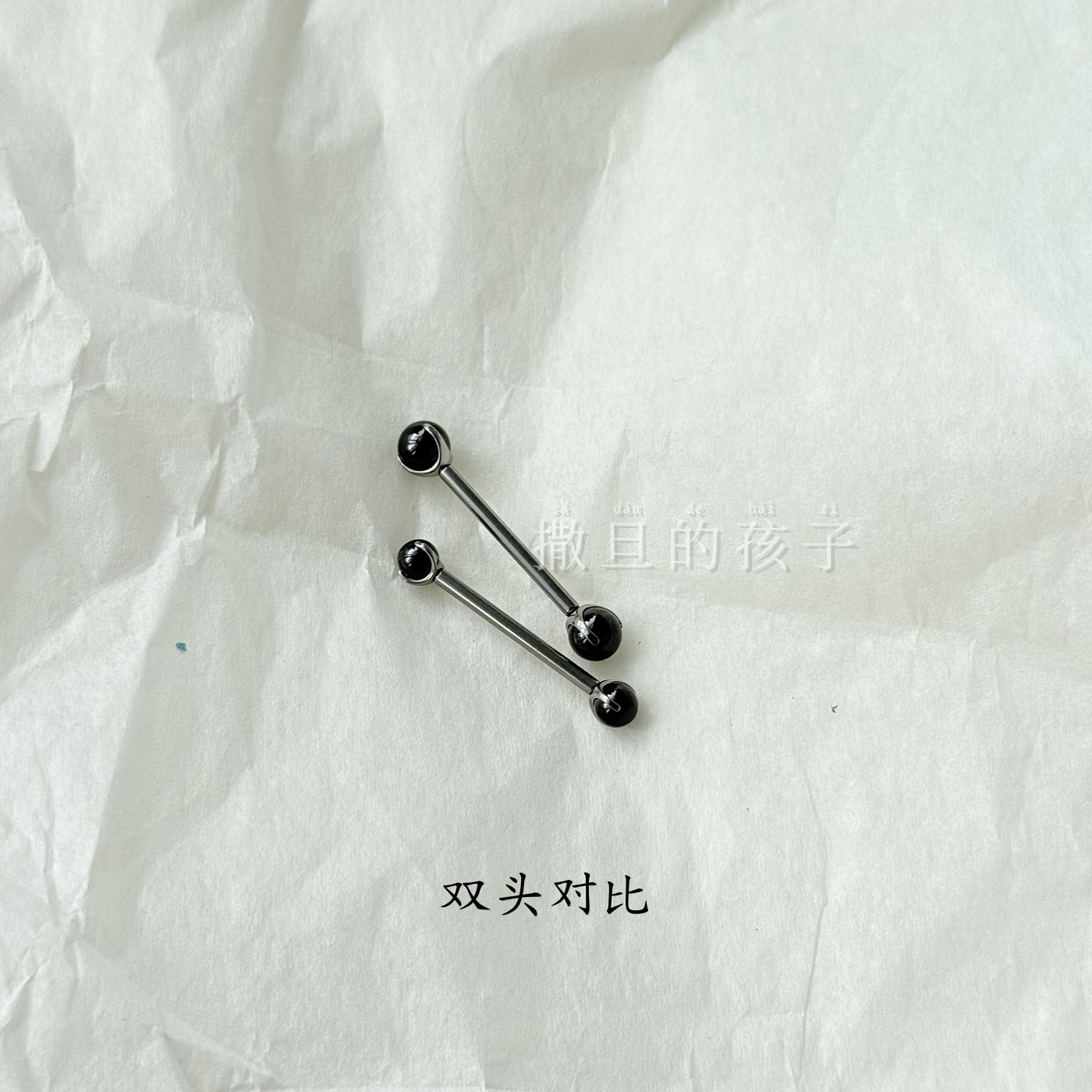 F136 Titanium Alloy Tongue Piercing Black White Zircon Comfortable Internal Thread Ball Tongue Barbell detail image 11