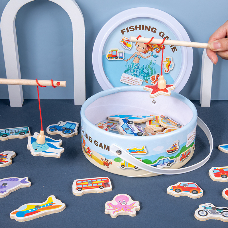 Nuevos juguetes de cubo de pesca para bebés bloques de construcción de pesca de equilibrio de tráfico tres en uno Campamento de Verano Generación de pesca Cuatro en Uno