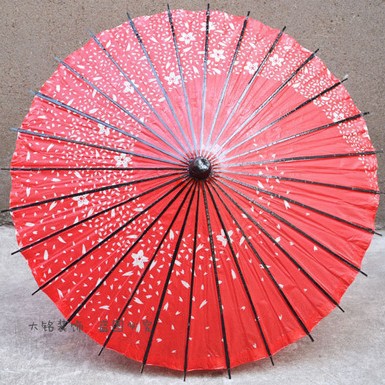 Red Cherry Blossom Japanese Style Decorative Umbrella Restaurant Decoration Cotton Paper Umbrella Animation cos Umbrella Dance Wedding Umbrella