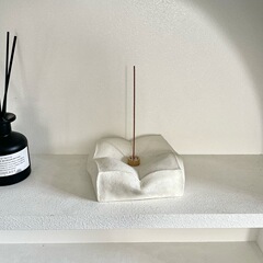 オリジナル寂風豆腐状陶磁器香挿し香盤茶室客間線香座香托置物アクセサリー収納盤