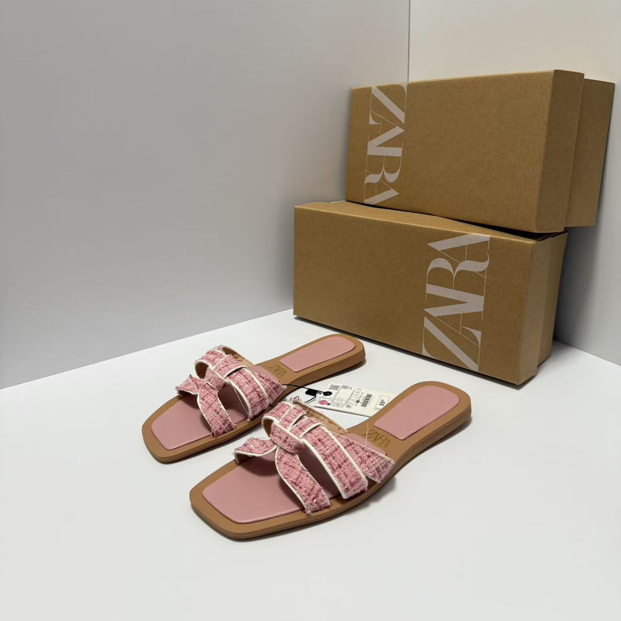 Original Za2025 New Trendy Knotted Women's Slippers Cross-Border Popular Flat Shoes Original Women's Sandals