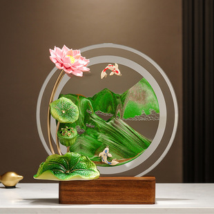 Lotus quicksand painting ornaments high-end living room study antique wine cabinet decorations office housewarming new house gifts
