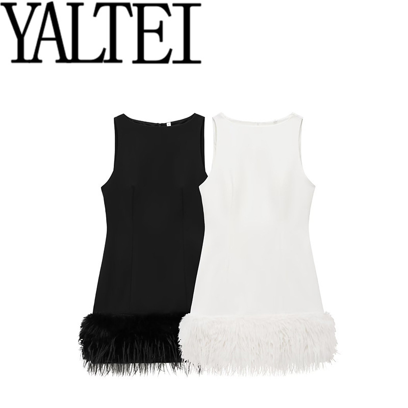 Zar New Autum Women's Clothing European and American Style French Design Fashionable Feather Decorative Dress 4772227