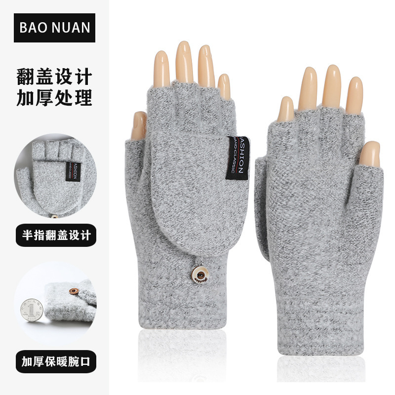 冬の新型ニットカバーの半分の指の手袋の男性の女性の反カバーの保温の手袋の厚い手袋のメーカーの卸売り|undefined