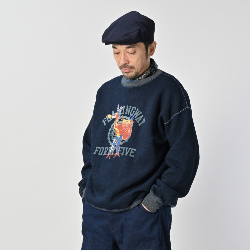 25秋季新款日系908 海洋系列情侣款麻蓝靛蓝版45R海马字母圆领|undefined