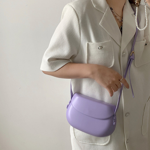 2024 Korean version niche design mini mobile phone bag sweet and fresh candy color one-shoulder cross-body saddle bag for women trendy