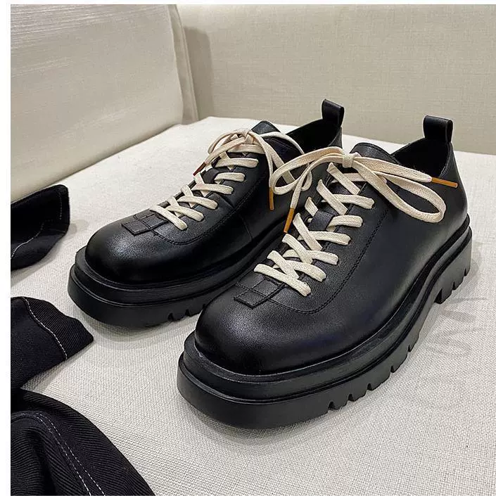 Весенние мужские туфли на толстой подошве, Ботинки Martin из воловьей кожи, мужские высокие туфли в британском стиле, модная обувь средней высоты, хлопчатобумажные ботинки, мужские стильные