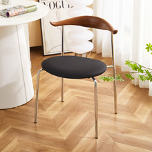 北歐輕奢牛角餐椅現代簡約創意家用實木軟包椅loft極簡咖啡廳椅子