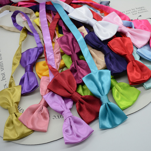 Bow tie men's formal wear Korean style glossy solid color student bow black red purple yellow white double layer school uniform uniform accessories