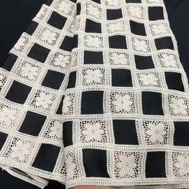 厂家供应 全水溶格子绣花立体格蕾丝刺绣布 秋冬 女装连衣裙 面料