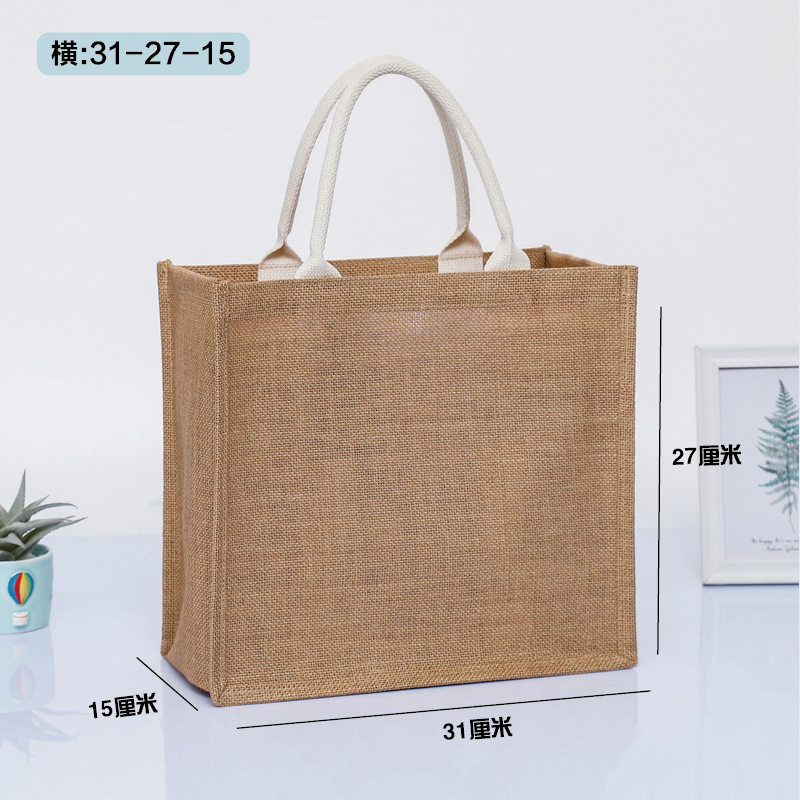 En stock yute bolso empresa regalo publicidad bolsa de lino en blanco DIY algodón y lino bolsa de compras de impresión al por mayor