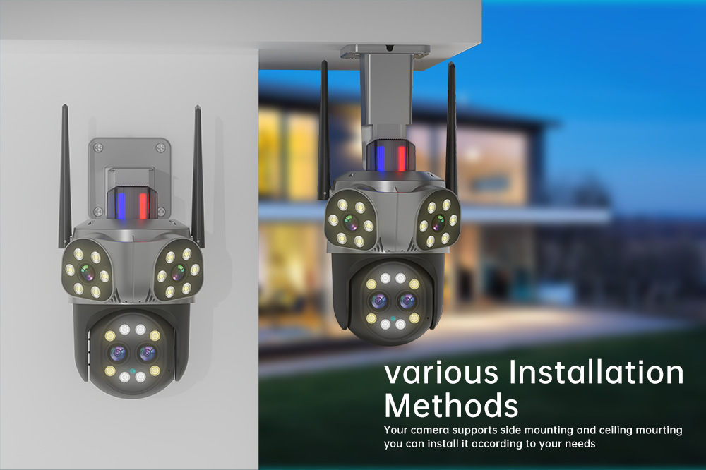 Echte 4-Linsen-Überwachungskamera mit 8010k-fachem Zoom, Nachtsicht, HD-Fernbedienung und intelligentem WLAN-Monitor_voghion.com