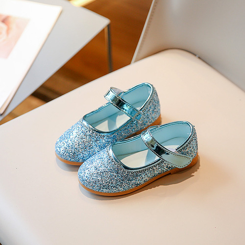 Elsa Princess Children's Fashion Soft Sole Dance High Heels for Little Girls with Sparkling Crystal Baby Shoes