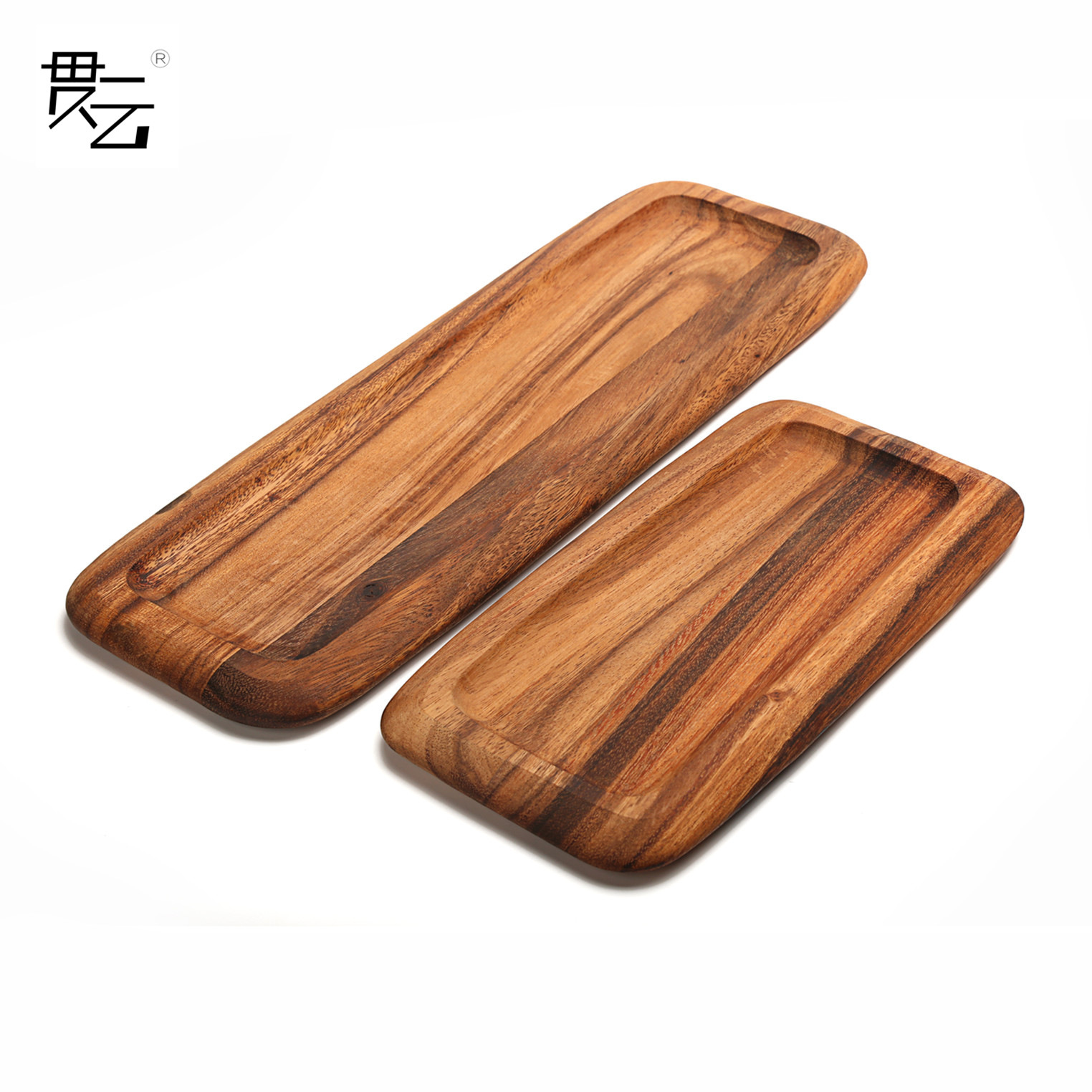 Placa cuadrada de madera maciza de estilo japonés creativo Placa de pastel de fruta de Acacia Placa de bandeja de madera de registro