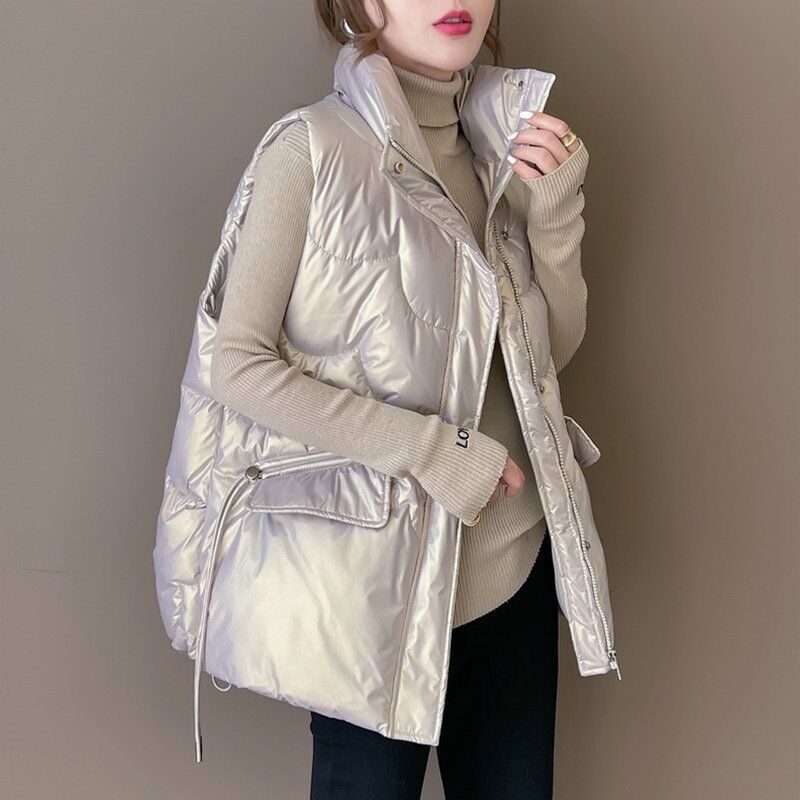 Chaleco de mujer para invierno, chaleco acolchado con cordón_voghion.com