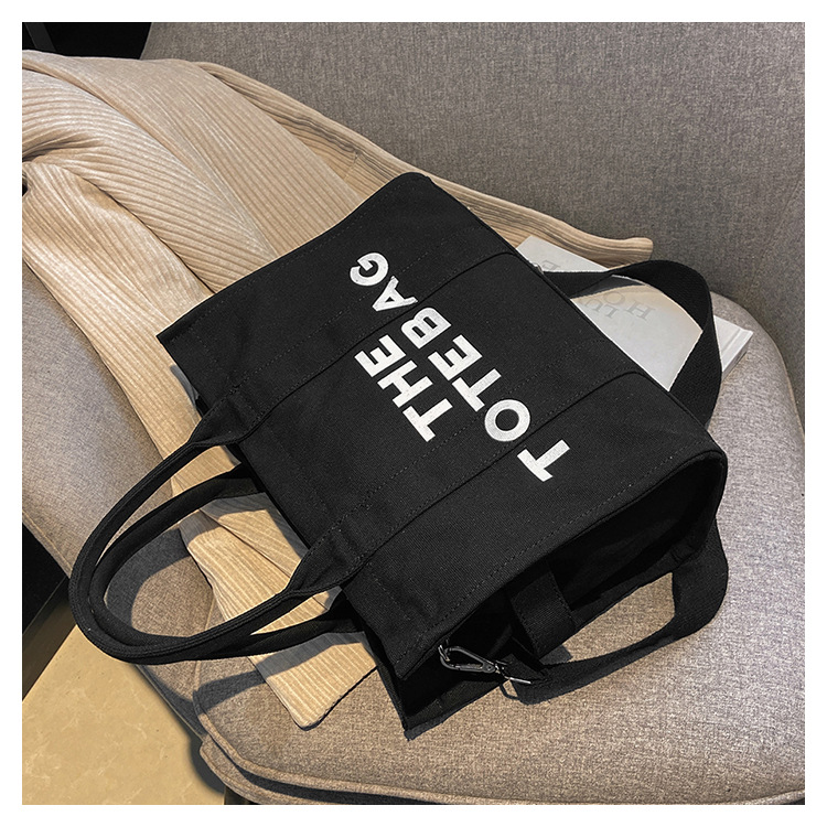 Bolsa de mano de lona personalizada 2022, nueva letra impresa, correa de hombro ancha, bolso de hombro inclinado con logotipo