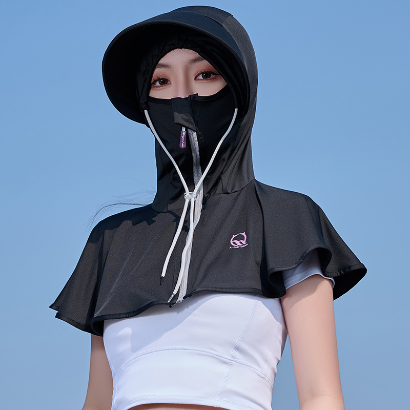 Prince Lulu Summer Sunscreen Ice Silk Cooling Shawl Hat Sunshade Outdoor UV Protection Cycling Breathable Shawl