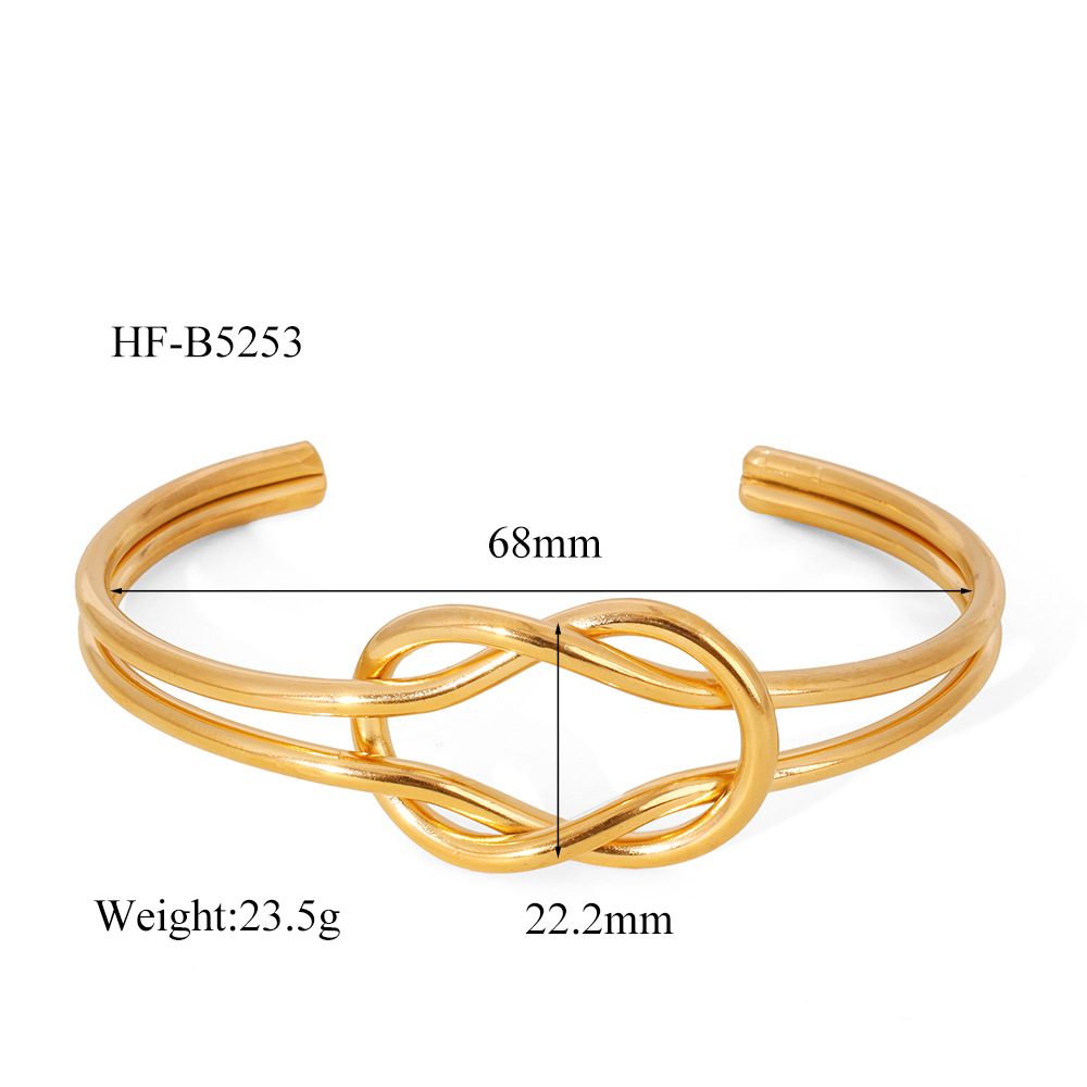 Brazalete de acero inoxidable transfronterizo de 18K personalidad exagerada simple anudado abierto pulsera de acero inoxidable INS todo fósforo venta caliente
