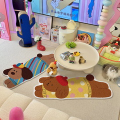パパ犬カーペット リビング汚れに強くお手入れ簡単 寝室ベッドサイドマット イミテーションカシミヤフットマット 漫画風フロアマット 家庭用