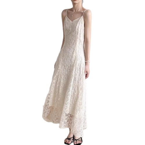 Sweet and Spicy Girl Lace Tank Top Dress, Summer 2025 New Model, Waist Cinching A-Line Slimming Gentle Flowy Long Dress