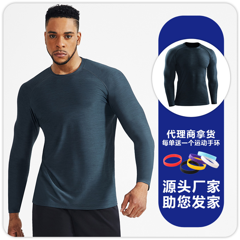 Otoño e Invierno de secado rápido Deportes de los hombres camisa de manga larga al aire libre correr ropa de fitness entrenamiento Delgado baloncesto estiramiento transpirable camiseta