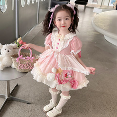 女童可愛洛麗塔公主裙夏款2024新款夏季女寶寶蝴蝶結生日連衣裙