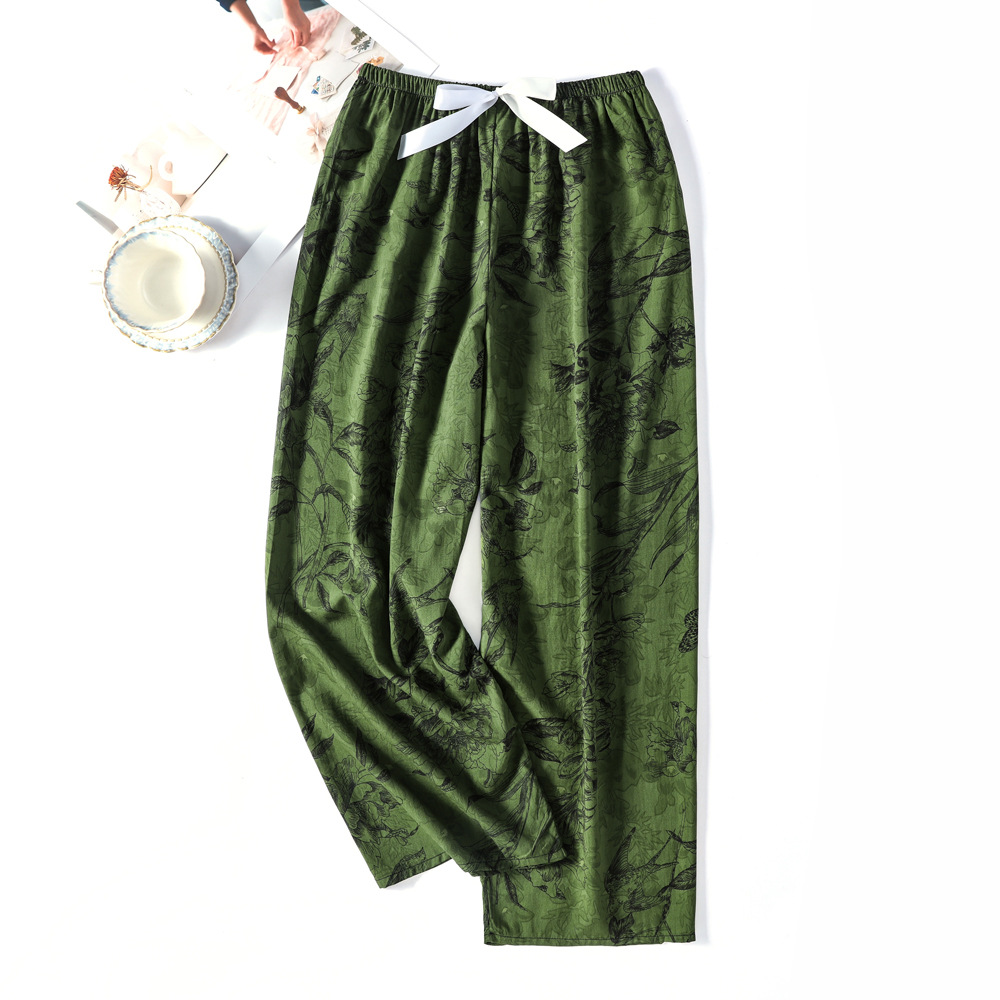 Pantalones de pijama de verano Source 45 de algodón y seda, pantalones anchos de nueve puntos para mujer, finos, talla grande, pantalones holgados para aire acondicionado, pantalones de playa
