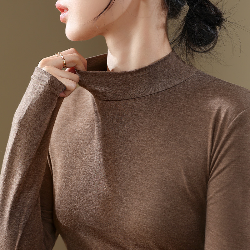 Collar del soporte de terciopelo que basa la camisa para las mujeres 2023 nuevas aminoácidos cepillado piel inferior ropa caliente Cintura interior apretado top image 2