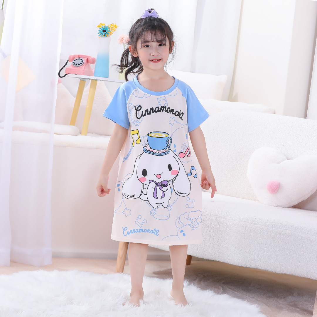 Pijamas infantiles niñas de manga corta verano delgado dibujos animados yu Gui perros niñas de niños mayores set de ropa de bebé