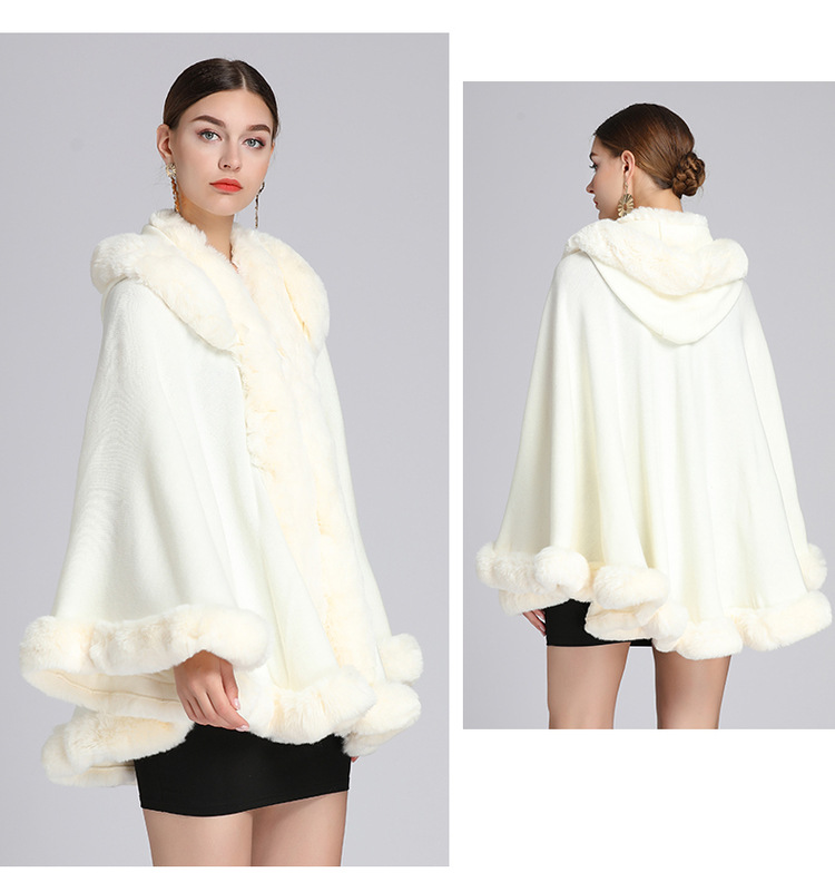 Wollkragen mit Kapuze Cape Cape Übergröße lockerer Capemantel Damen_voghion.com