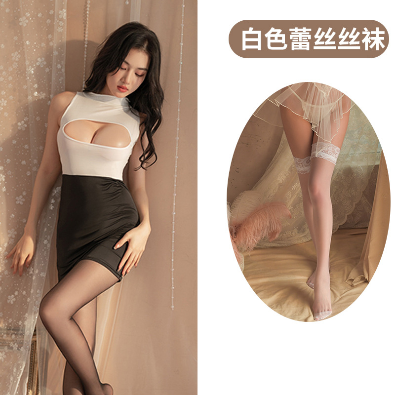 흰색 + 흰색 실크 스타킹
