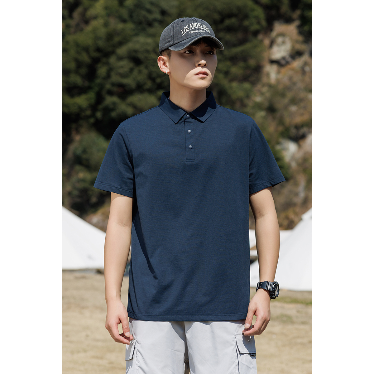Foreign Trade Cross-Border Wholesale In-Stock Polo Shirt for Men, Summer New Style, Breathable Sorona Moisture-Wicking Quick-Dry T-Shirt