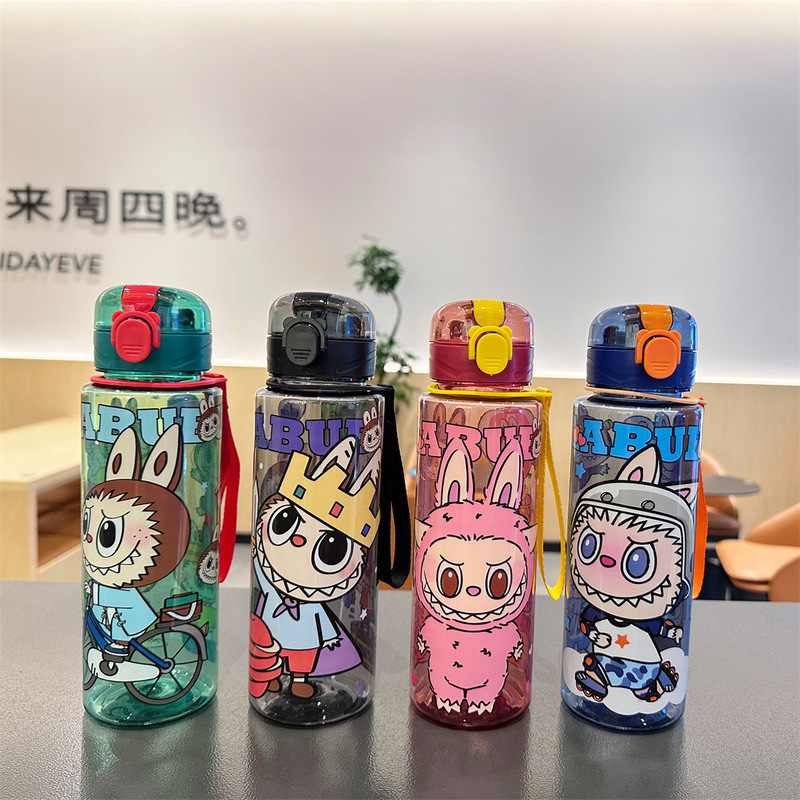 高颜值可爱型拉布布水杯弹跳盖便携车载杯细长款代发水杯|undefined