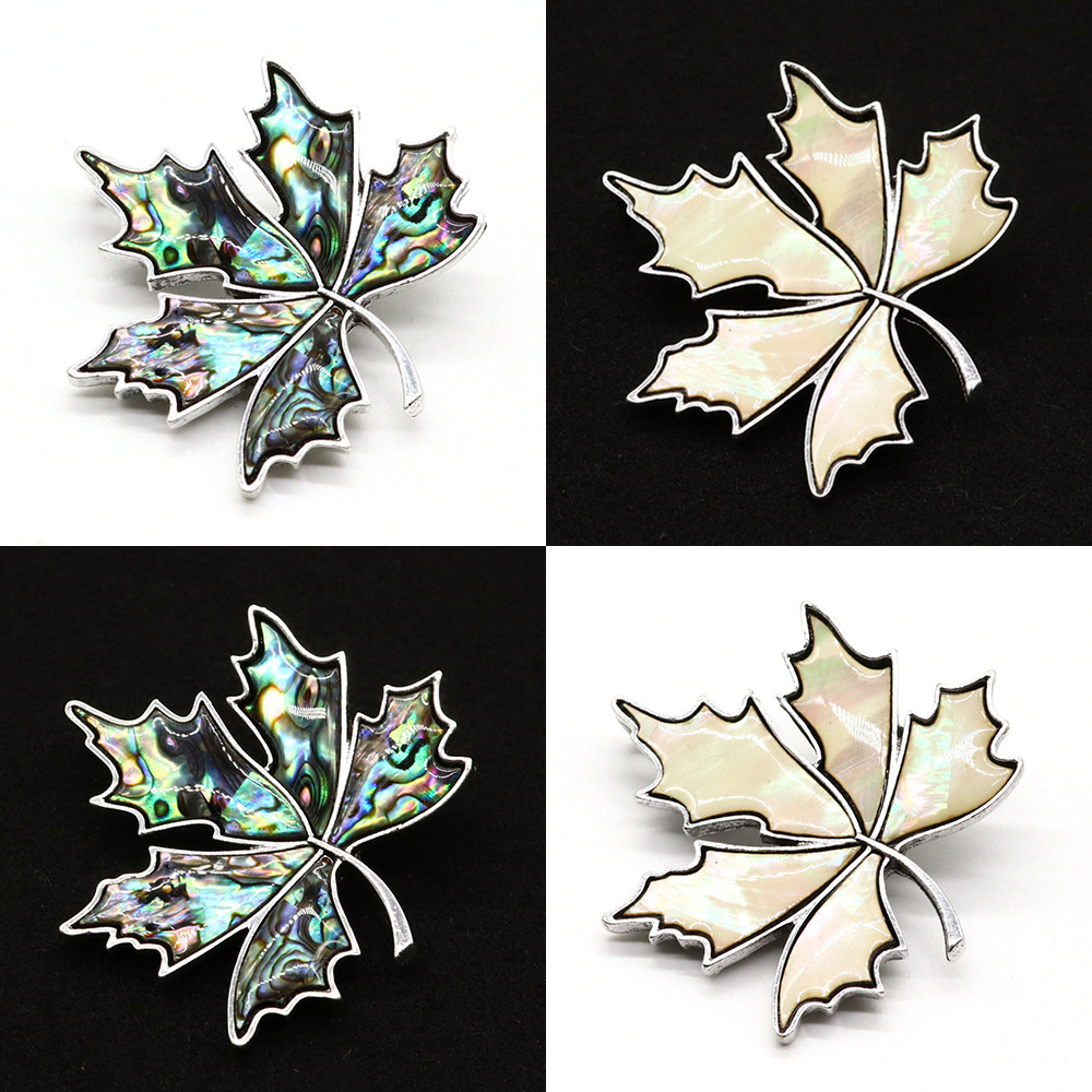 Popular Foreign Trade Natural Seawater Shell Pendant Maple Leaf-Shaped Abalone Shell White Shell Brooch DIY Clothing Accessories