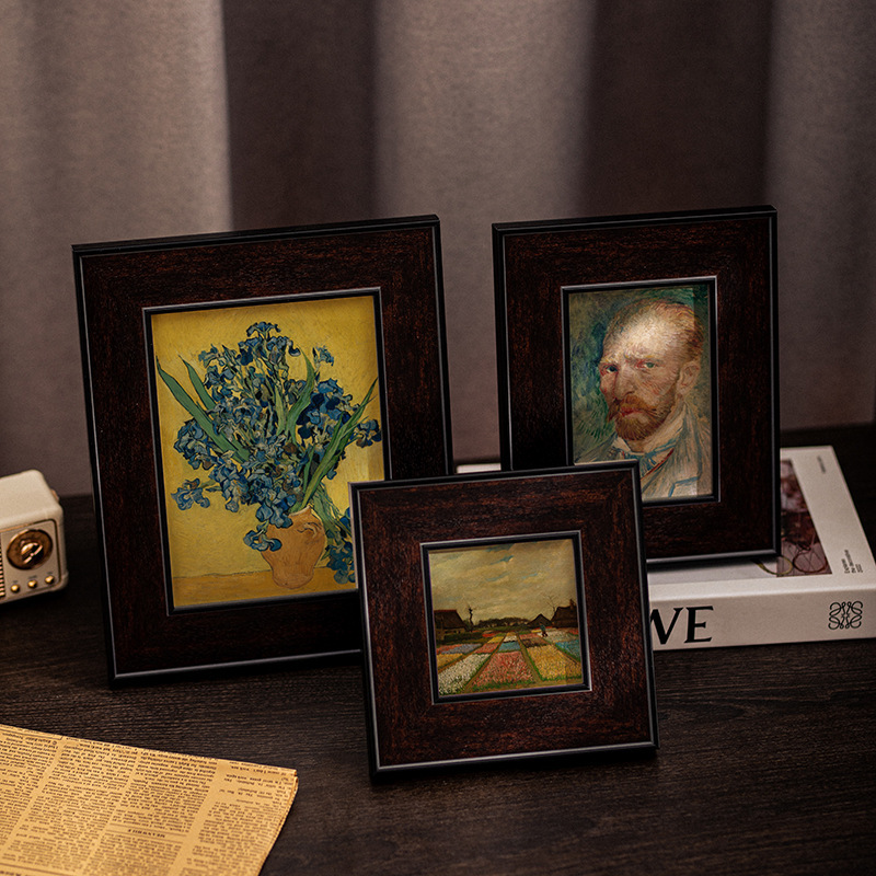 Classical Wall-Mounted European Retro Hanging Frame Framed Table Picture Frame Decorative Ornaments Small Photo Frame Wide Edge Square Chinese Frame