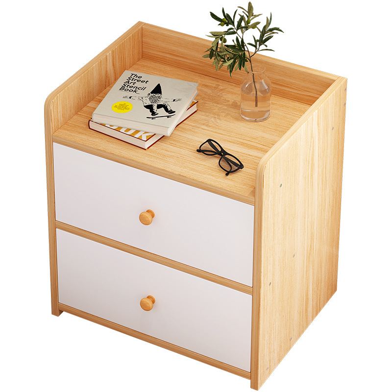 Mesa de cabecera simple y moderna, simple y alta, gabinete de almacenamiento de piernas de madera sólida, dormitorio doméstico pequeño nórdico, estante de cabecera